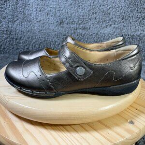 Clarks Unstructured Mary Jane Flats Women Size 9 Wide Leather Bronze Casual Shoe